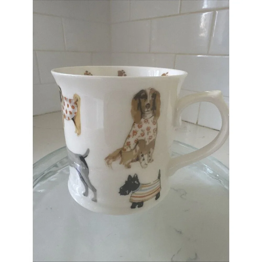 Cooksmart Fine China England 16oz Cute Dogs w/Sweaters & Bandanas Coffee Tea Cup